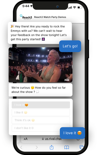 watch party - demo chat survey